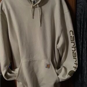 Carhartt Men’s Cream Pullover Hoodie with Sleeve Logo